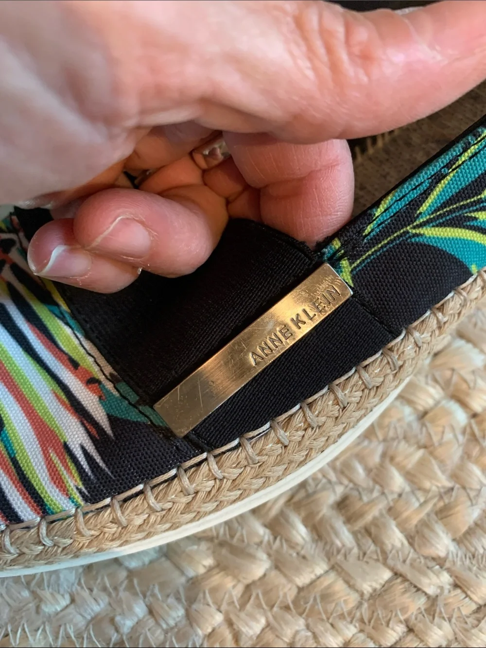 Anne Klein Zillya Tropical Print Slip-On Espadrilles - Black Multicolor